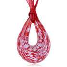 Pugster Murano Glass Red White Droplet Pendant