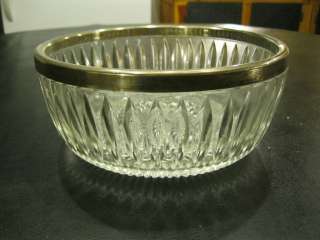 Vintage beautiful cut glass serving bowl silver trim  