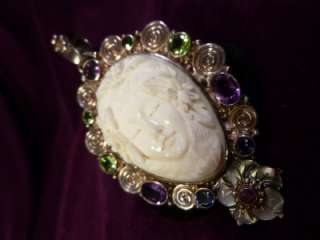 New with tag Sajen VICTORIAN Goddess Carved CAMEO Gemstone Pendant 3 