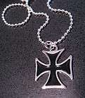 Black IRON CROSS   BALL CHAIN LINK NECKLACE FOR MEN motorcycle club 