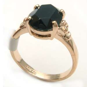 18k Gold Plated Black Crystal  Ring 90407  