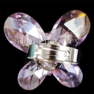 Size 7 10 Pink Quartz Faceted Butterfly Ring GR027  