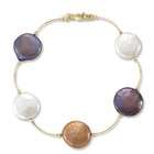 JewelBasket 14k Gold White, Orange and Black Freshwater Coin Pearl 
