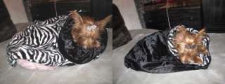 ZEBRA FAUX FUR CUDDLE SNUGGLE SACK BLANKET CAT DOG PET BED  