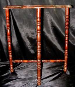 Vintage Solid Wood Half Moon Parlor 3 Spindle LEG Accent Table Cherry 