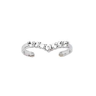 body candy 10k white gold cubic zirconia princess toe ring