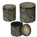 CC Home Furnishings Set of 3 Chic Silver and Black Glitter Zebra Print 