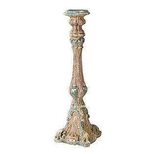 CANDLE HOLDER RESIN WHITEWASH/AQUA  King Imports For the Home 