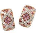   Pair 14Kw/Rose Gold Plated Genuine Pink Sapphire And Diamond Earring