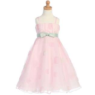 Lito Girls Pink Dot A Line Organza Flower Girl Easter Pageant Dress 5 