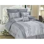   Home 8 Piece Top of Bed Set King Faux Silk Montecino, Silver/Grey