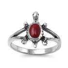 Rings   Silver   Stones Silver Ring with Stone   Red   Turtle   Height 