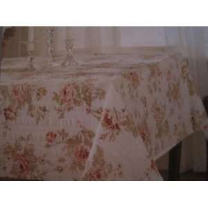   Rose (White Background) Fabric Tablecloth 52 X 70 