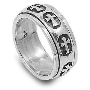   Ring   Spinner   Crosses   9mm Band Width   Sizes 5 15, 12 Jewelry