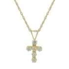 White Cubic Zirconia Cross Pendant in 10k Yellow Gold on Chain