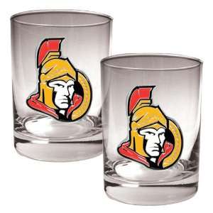  Ottawa Senators NHL 2pc Rocks Glass Set   Primary Logo 