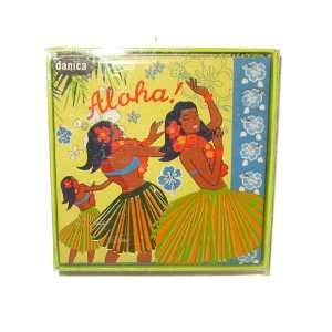 Danica Set of 4 Ceramic Hawaiian Aloha Luau Girls Coasters  