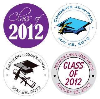   Custom Glossy Graduation Class of 2012 Stickers Kisses Labels  
