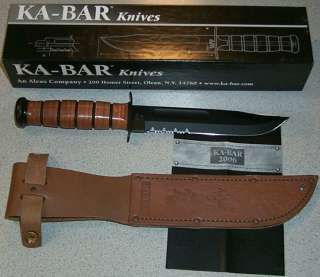 NEW Ka Bar 1219 US Army Serrated Edge Fixed Blade Survival Knife 1095 