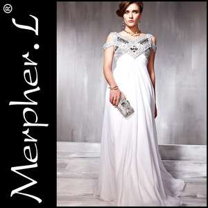   White Cocktail Prom Chiffon Strap Beading Party Long Evening Dress