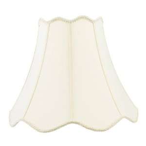   White Top & Bottom Scallop Shantung Silk Bell Shade with Fancy Trim