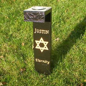 Cemetery Memorial Light   Star of David   Free Engraving   Gloss Black 