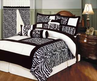 New Black White Zebra Bedding Short Fur Comforter set Queen King 
