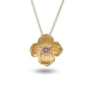  Dogwood Flower Pendant with CZ Accents Eves Addiction Jewelry