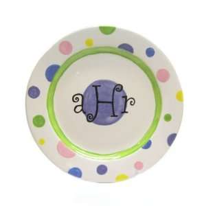 personalized polka dot plate 