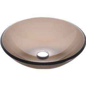   Frosted Brown Glass Vessel Sink with PU MR, Chrome