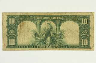 1901 Ten Dollar $10 Bill Bison United States Large Note Red Seal F 114 