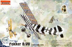 RODEN 1/48 FOKKER D.VII EARLY AIRPLANE MODEL KIT  
