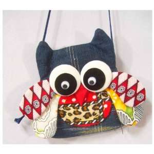  Thai Handmade Mini Zipper Owl Wallet Blue Color Sports 