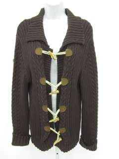 SWEET ROMEO Brown Knit Toggle Front Cardigan Sweater XL  
