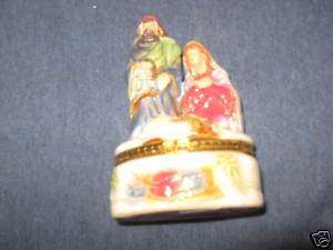 PORCELAIN 4 IN NATIVITY LARGE FIGURES LIMOGES STYLE BOX  