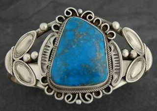 Navajo Sterling Silver Randall Tom Turquoise Bracelet  