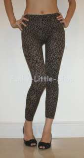 brown leopard print leggings tight pants XS/S pt346 NEW  