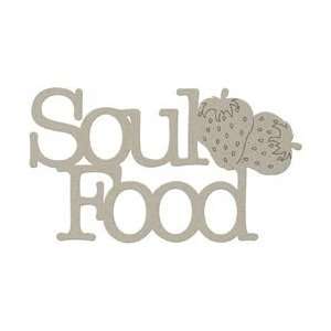 Fabscraps Die Cut Grey Chipboard Word Soul Food 4.5X2.5; 3 Items 