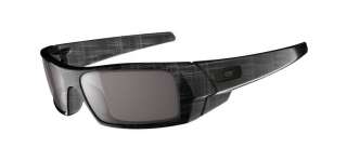 Oakley Mens Gascan Sunglasses Black Plaid Frame with Warm Grey Lens 