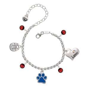   Royal Blue Paw Love & Luck Charm Bracelet with Siam Swarov Jewelry