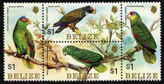 BELIZE PARROTS   TROPICAL BIRD STAMPS   MINT BLOCK OF 4  