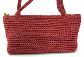 TALBOTS Red Crochet Baguette Shoulder Bag Handbag  