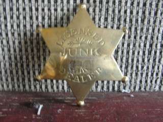 Licensed Junk Dealer Badge, golden, old, pin,button  