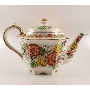  Sadler China Vintage Floral Garden Hexagonal Teapot #2521 