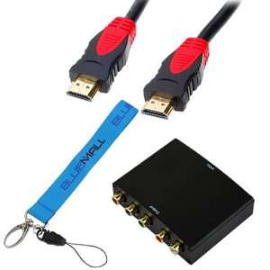  HDMI to 5 RCA Component AV Converter + 6FT (Black/Red) HDMI Cable 