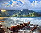 hawaiian outrigger canoe at hanalei bay 24x30 original oil canvas