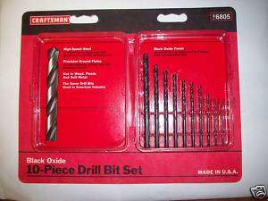 10 PC Black Oxide Drill Bit Set Craftsman #96805  