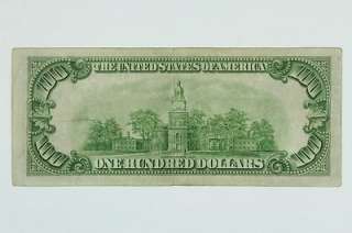 1934 A Hundred Dollar $100 Federal Reserve Bank New York Green Seal 