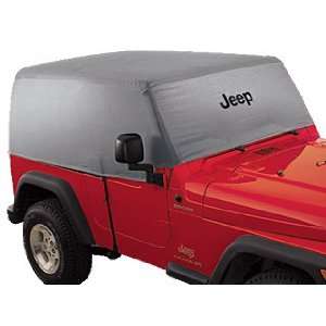 Jeep Wrangler Silver Heat Reflective Cab Cover with Black Jeep Logo.