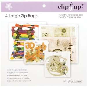  Clip It Up Zipper Bags Large 4/Pkg Two 10X10 & Two 7X7 